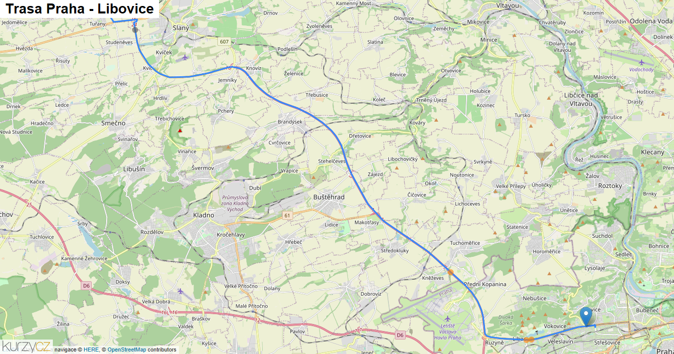 Praha-Libovice, mapa trasy