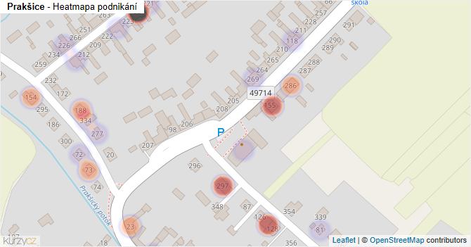Prakšice - mapa podnikání