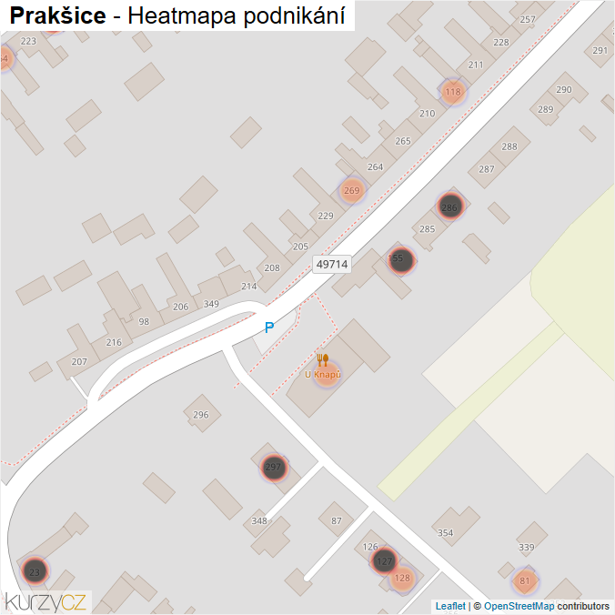 Mapa Prakšice - Firmy v obci.