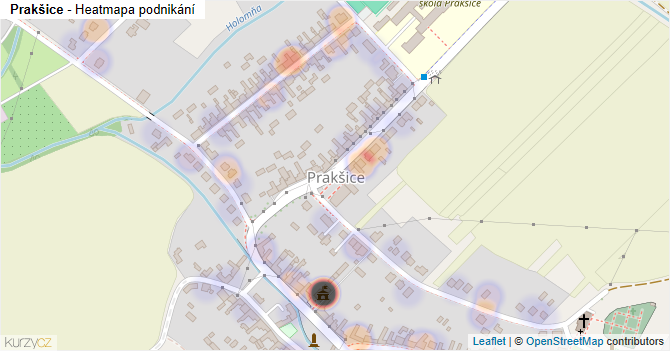 Prakšice - mapa podnikání