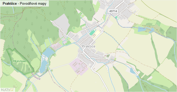 Prakšice - záplavové mapy stoleté vody