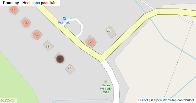 Prameny - mapa podnikání