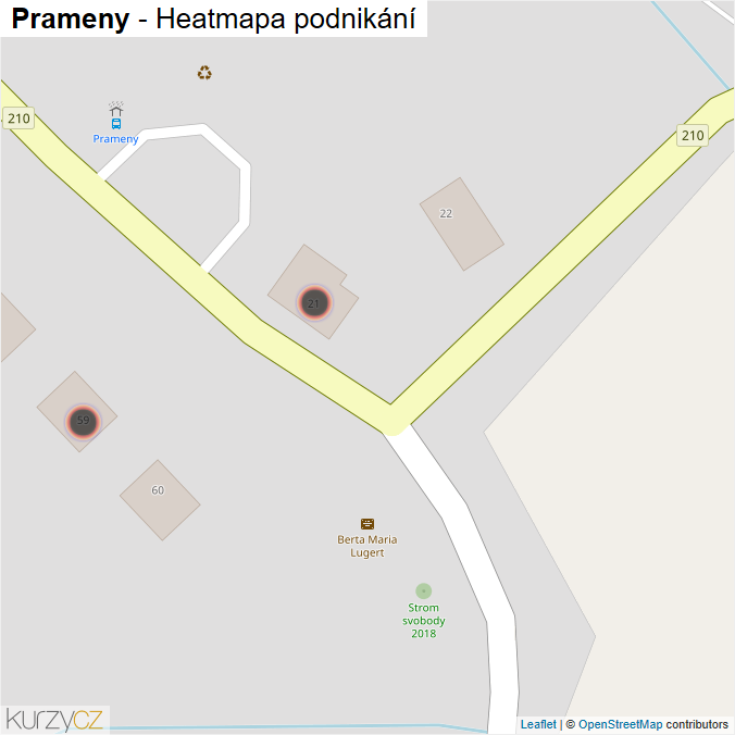 Mapa Prameny - Firmy v obci.