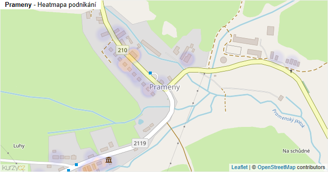 Prameny - mapa podnikání