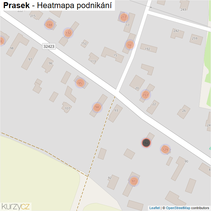 Mapa Prasek - Firmy v obci.