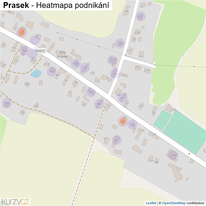 Mapa Prasek - Firmy v části obce.
