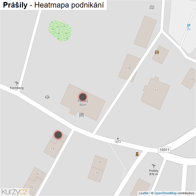 Mapa Prášily - Firmy v obci.