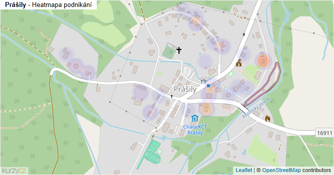 Prášily - mapa podnikání