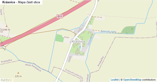 Krásnice - mapa části obce