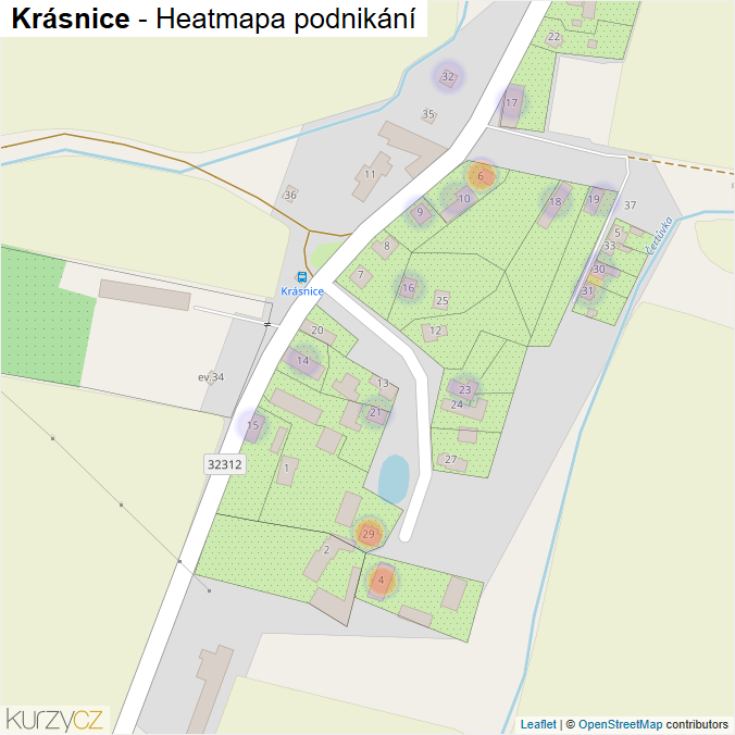 Mapa Krásnice - Firmy v části obce.
