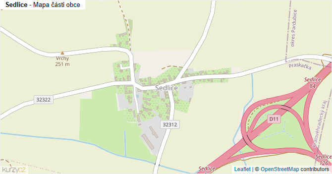 Sedlice - mapa části obce