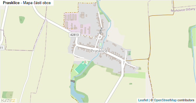 Prasklice - mapa části obce