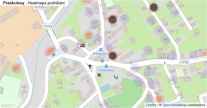 Praskolesy - mapa podnikání