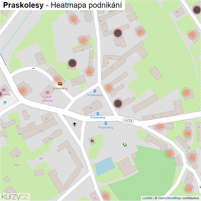 Mapa Praskolesy - Firmy v obci.