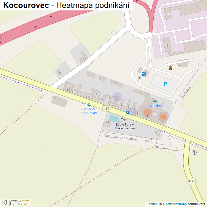 Mapa Kocourovec - Firmy v části obce.