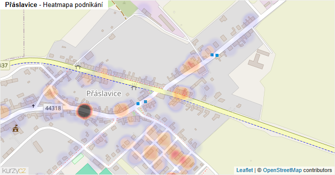 Přáslavice - mapa podnikání