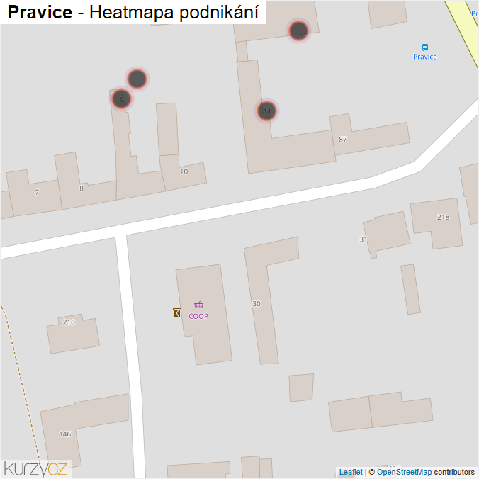 Mapa Pravice - Firmy v obci.
