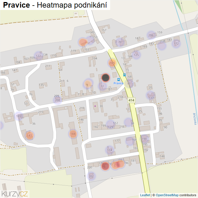 Mapa Pravice - Firmy v části obce.