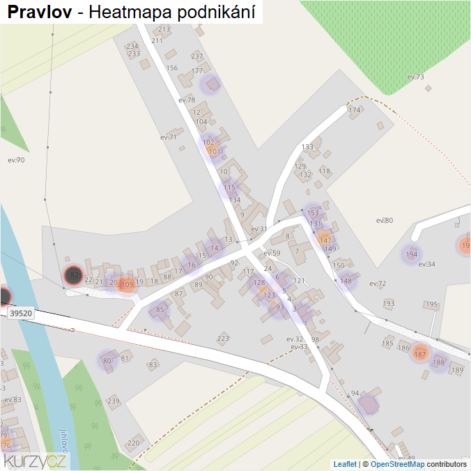 Mapa Pravlov - Firmy v části obce.