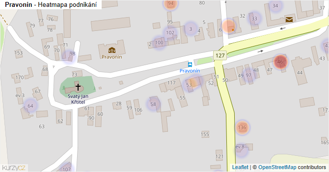 Pravonín - mapa podnikání