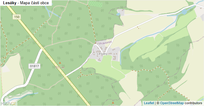 Lesáky - mapa části obce