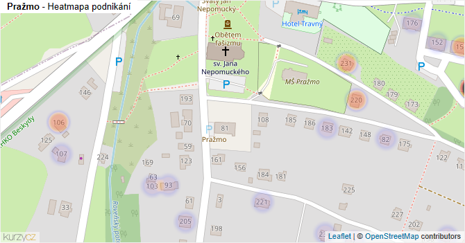 Pražmo - mapa podnikání