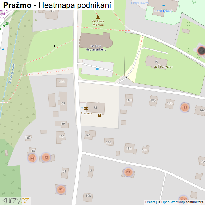 Mapa Pražmo - Firmy v obci.