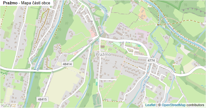 Pražmo - mapa části obce