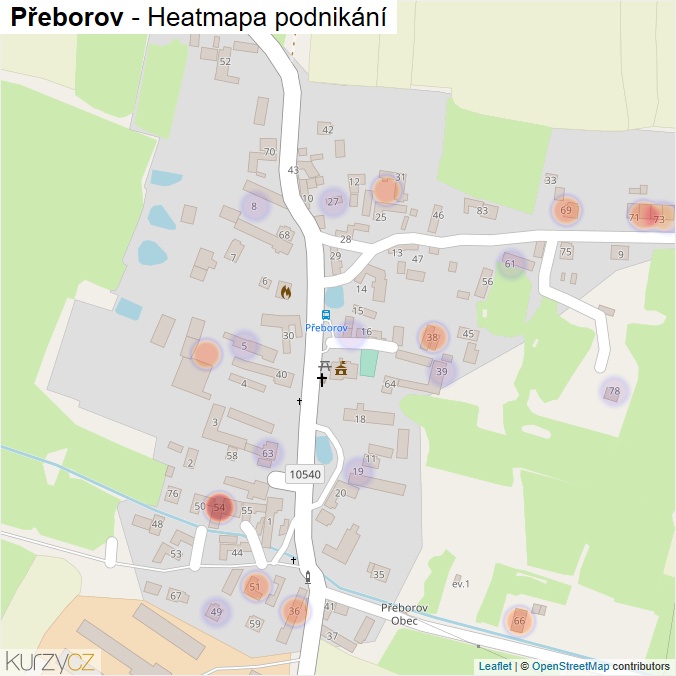 Mapa Přeborov - Firmy v části obce.