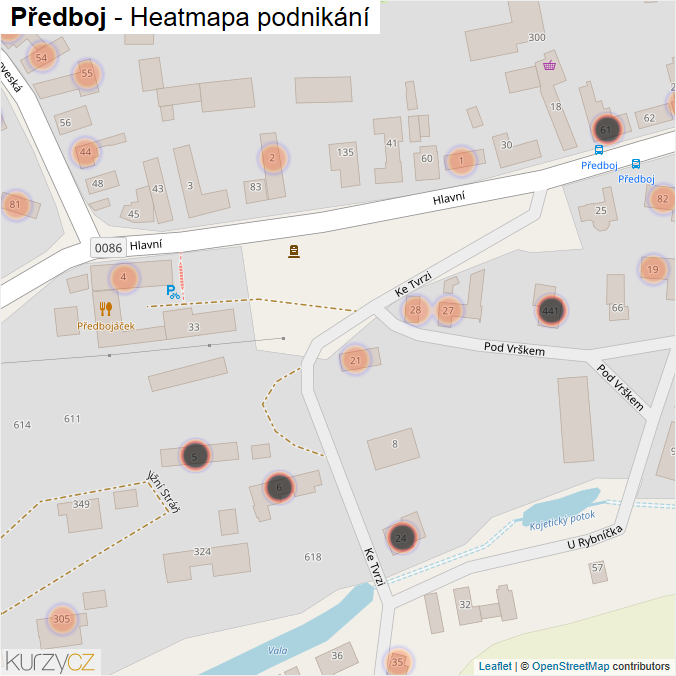 Mapa Předboj - Firmy v obci.