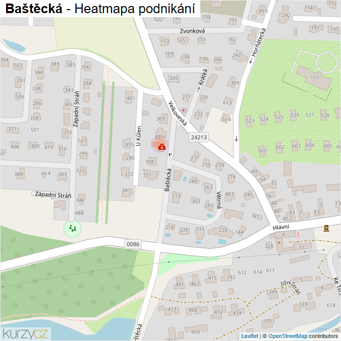 Mapa Baštěcká - Firmy v ulici.