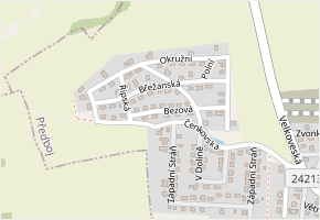 Bezová v obci Předboj - mapa ulice