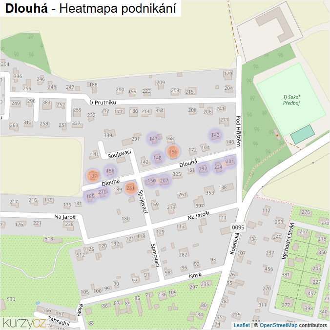Mapa Dlouhá - Firmy v ulici.