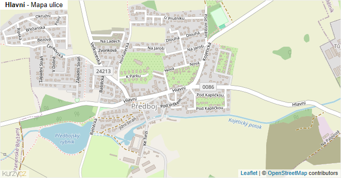 Hlavní - mapa ulice