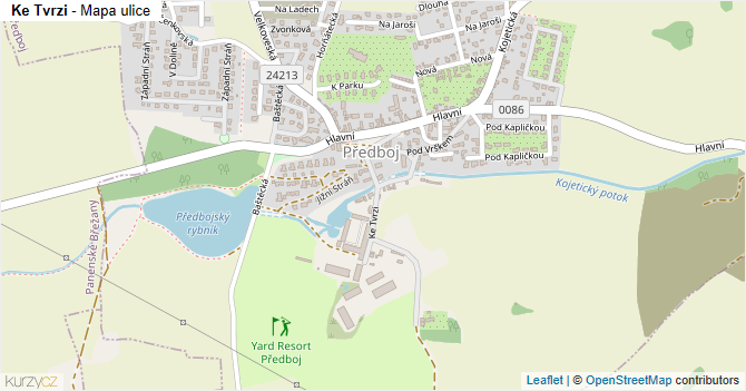 Ke Tvrzi - mapa ulice