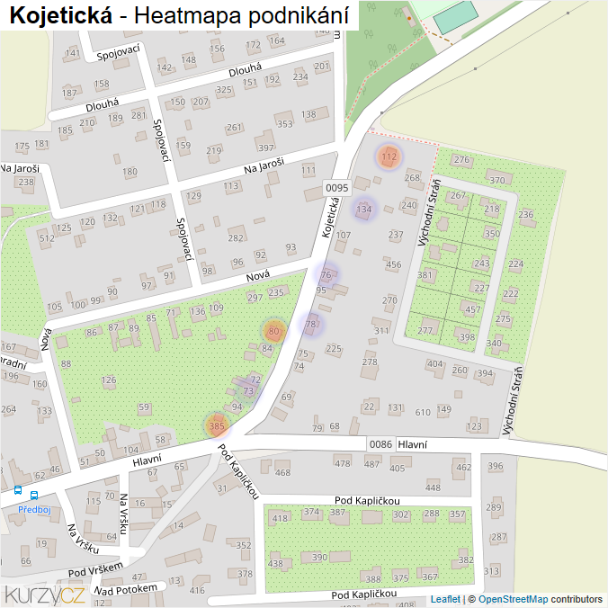 Mapa Kojetická - Firmy v ulici.