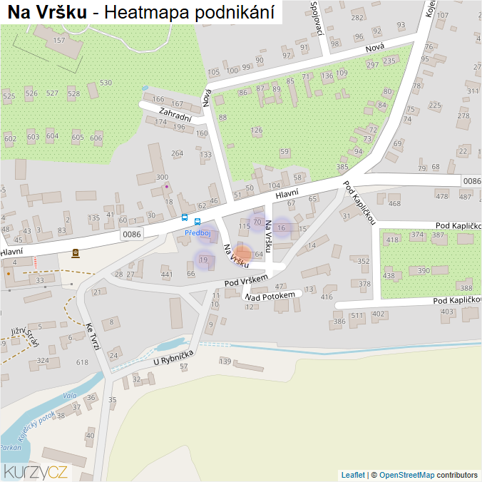 Mapa Na Vršku - Firmy v ulici.