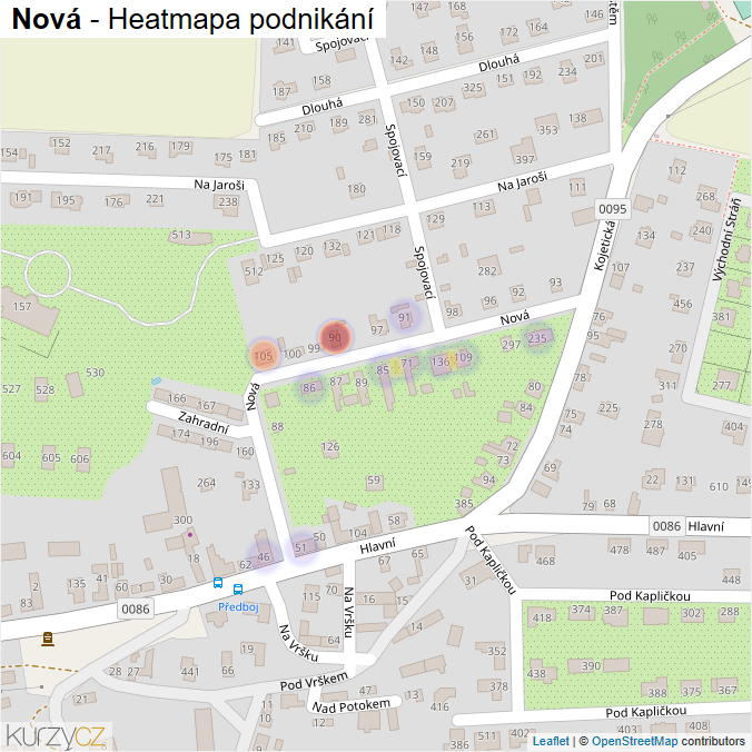 Mapa Nová - Firmy v ulici.