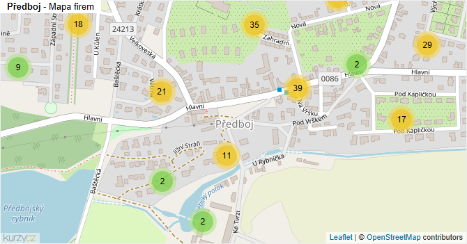 Předboj - mapa firem
