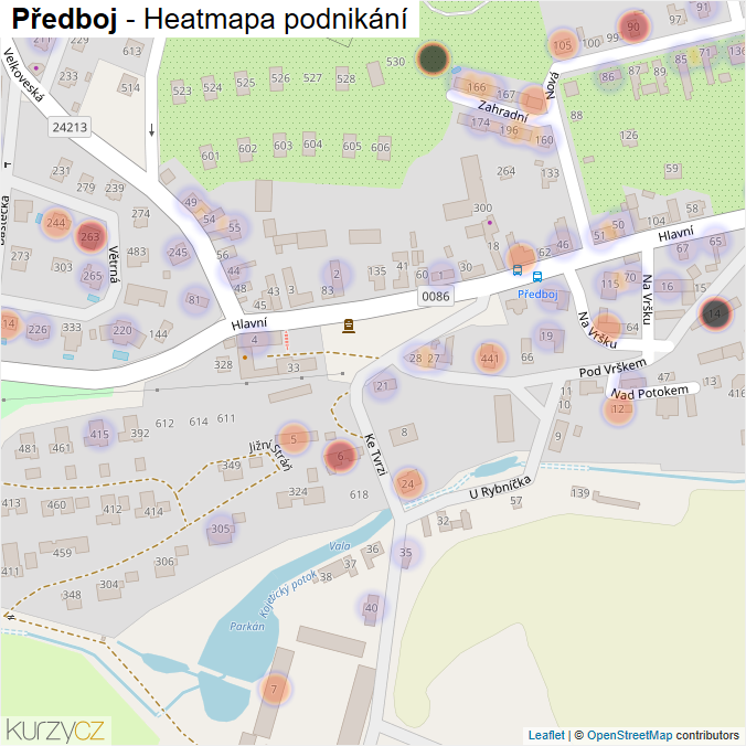 Mapa Předboj - Firmy v části obce.