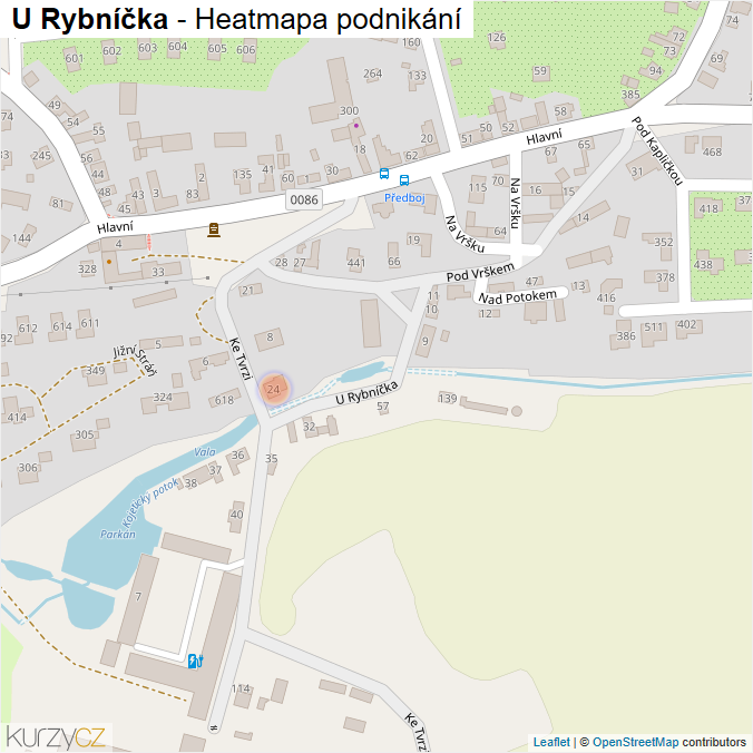 Mapa U Rybníčka - Firmy v ulici.
