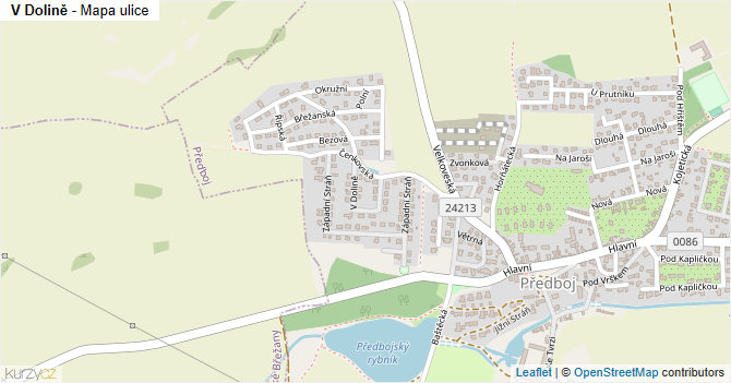 V Dolině - mapa ulice