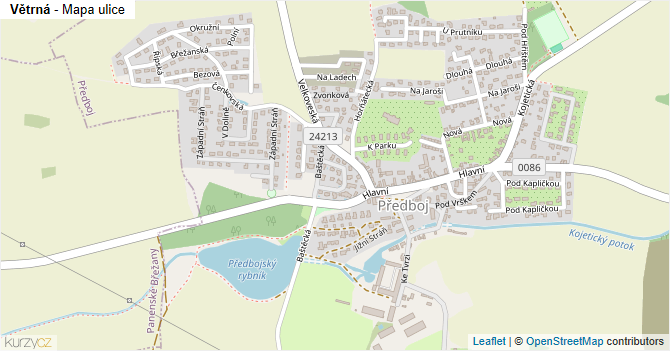 Větrná - mapa ulice