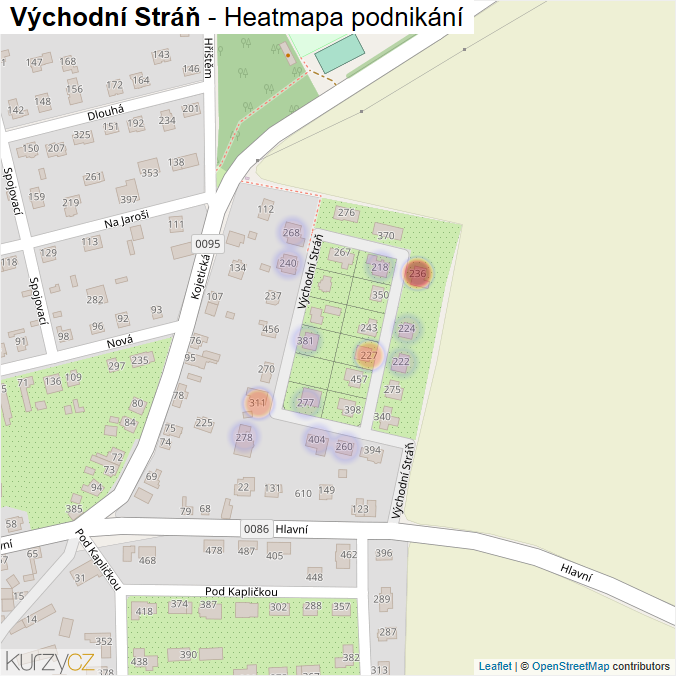 Mapa Východní Stráň - Firmy v ulici.