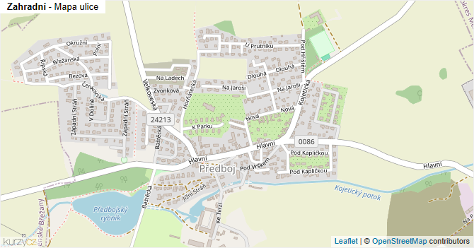 Zahradní - mapa ulice