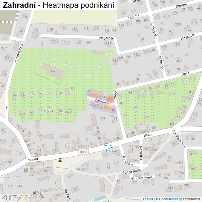 Mapa Zahradní - Firmy v ulici.