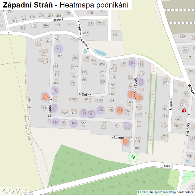 Mapa Západní Stráň - Firmy v ulici.
