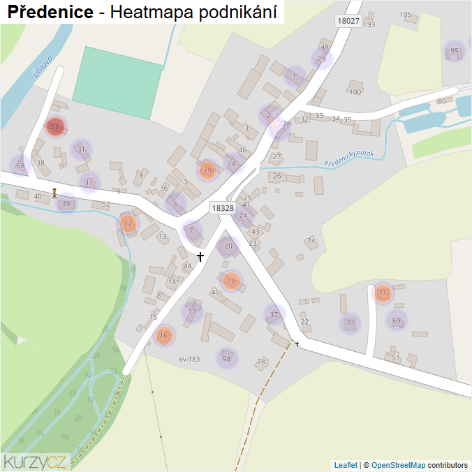 Mapa Předenice - Firmy v části obce.
