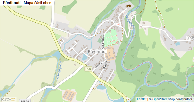 Předhradí - mapa části obce