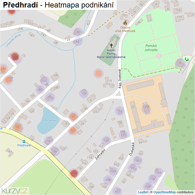 Mapa Předhradí - Firmy v části obce.